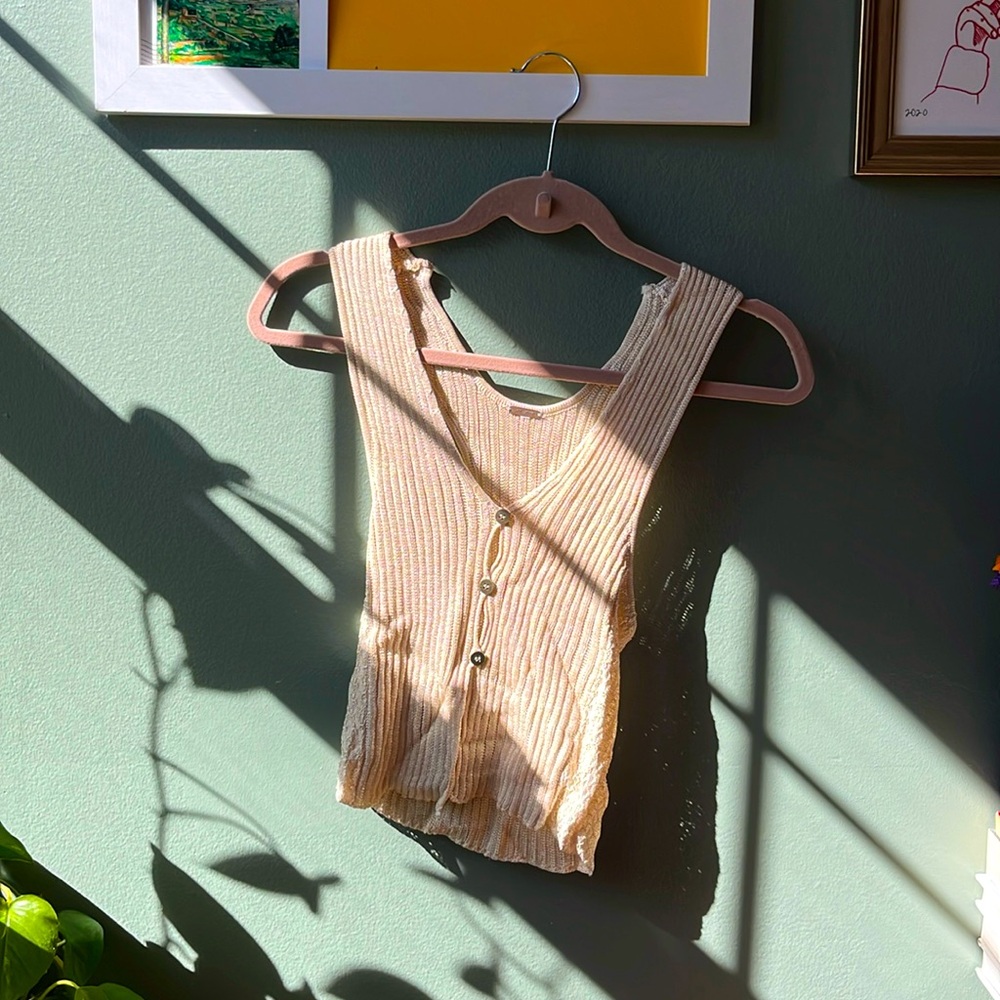 Free People gold knit tank top